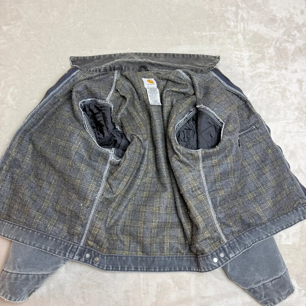 Vintage Carhartt Detroit Jacket Men L J97 PTL Petrol Grey Blanket Lined USA Y2K